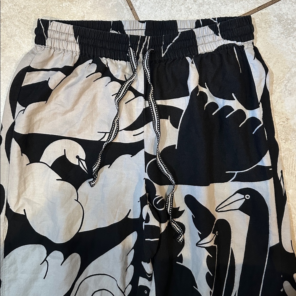 Anthropologie Cecilia Pettersson Swan Print Flannel Lounge Pajama Pants XS - Picture 6 of 8
